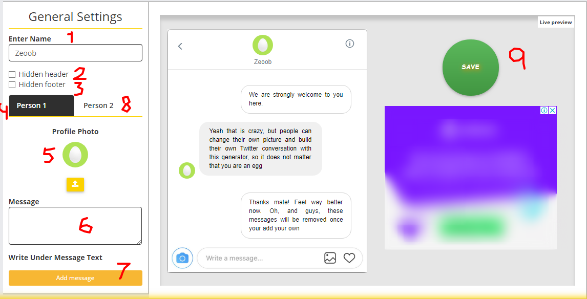 create fake Instagram messages/chat