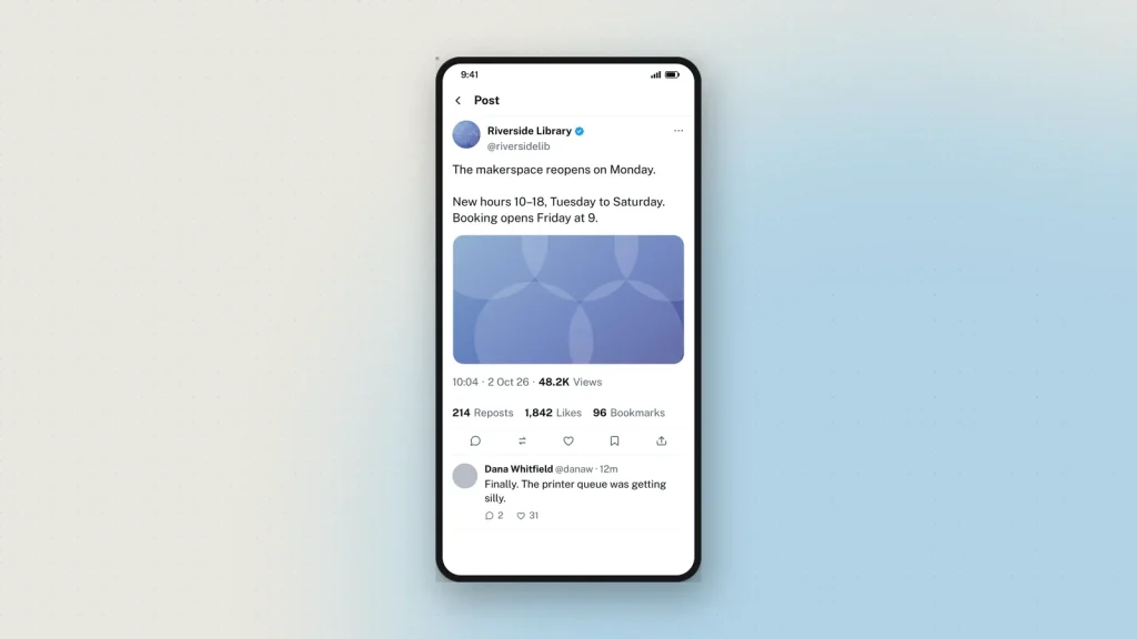 A tweet mockup with replies and counts