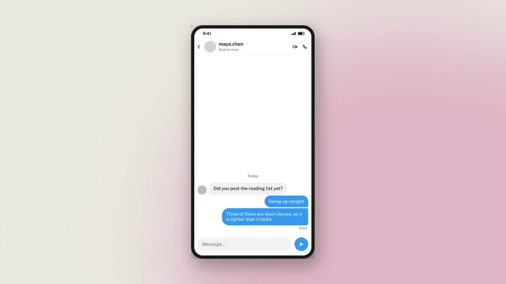 An Instagram direct message thread mockup