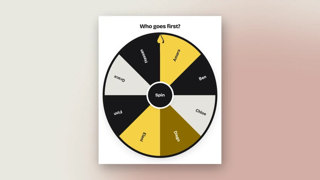 The Wheel of Names with a name under the pointer